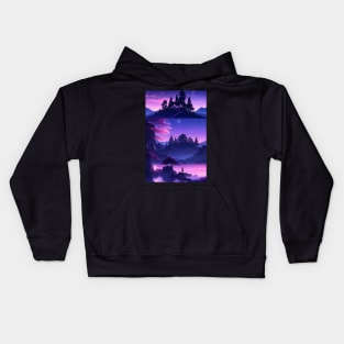 Fantasy purple landscape collage Kids Hoodie